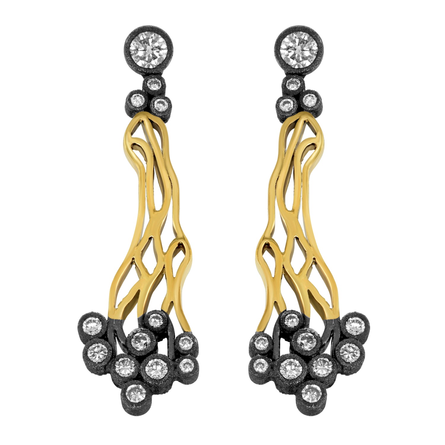 Todd Pownell 18K Yellow Gold 14K White Gold Dangle Earrings