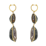 Jay Feder 14k Yellow gold diamond Agate Geode Drop Earrings