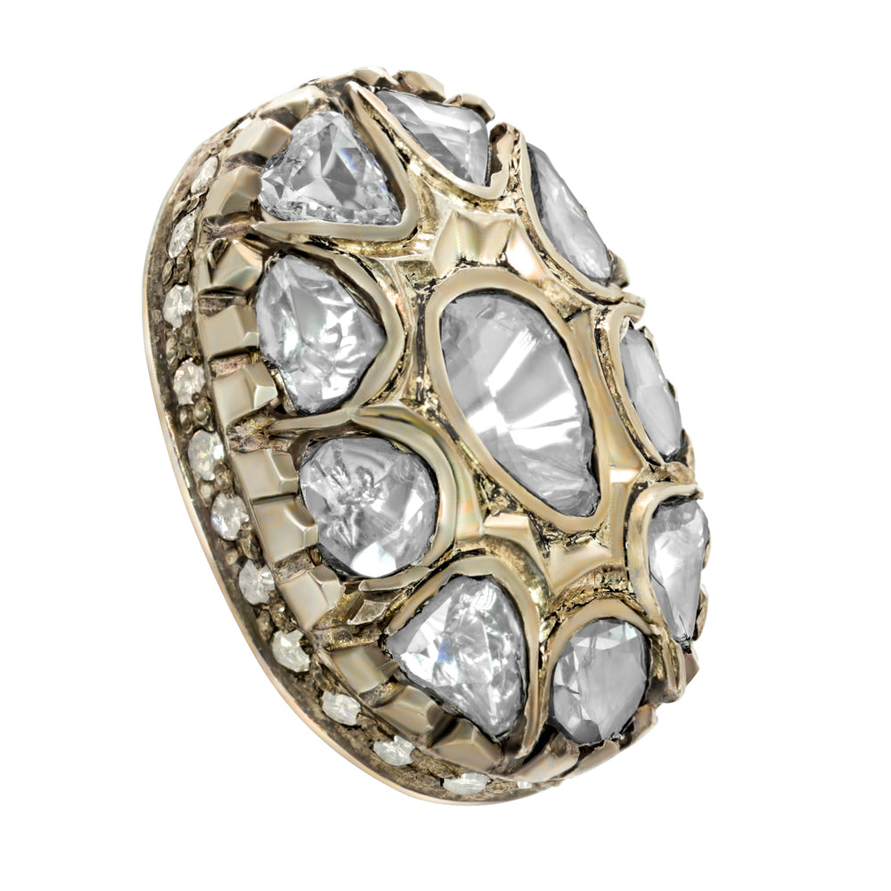 Jay Feder 18K Two Tone Gold Rough Mix-Cut Diamond Earrings