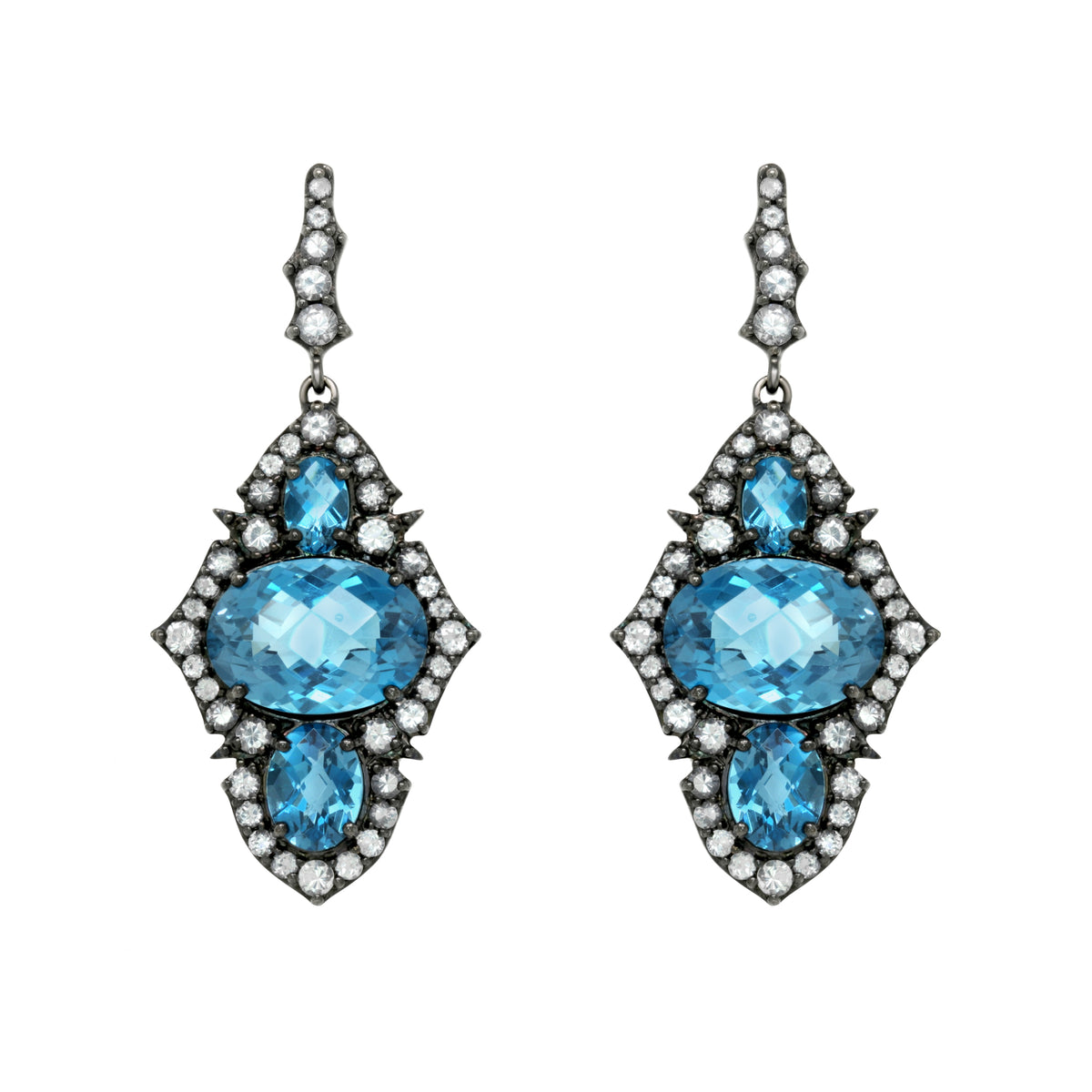 Jay Feder Silver Blue Topaz Chandelier Earrings