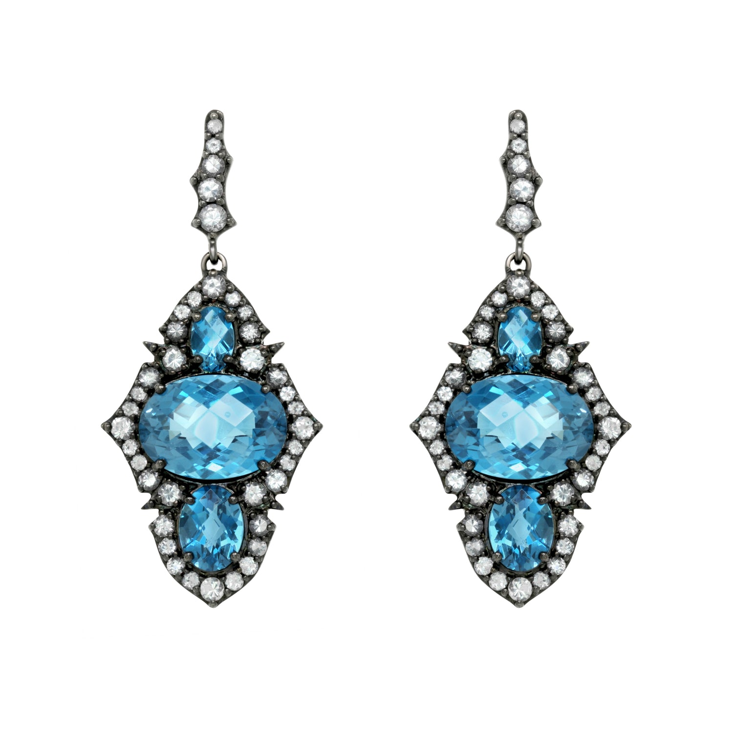 Jay Feder Silver Blue Topaz Chandelier Earrings