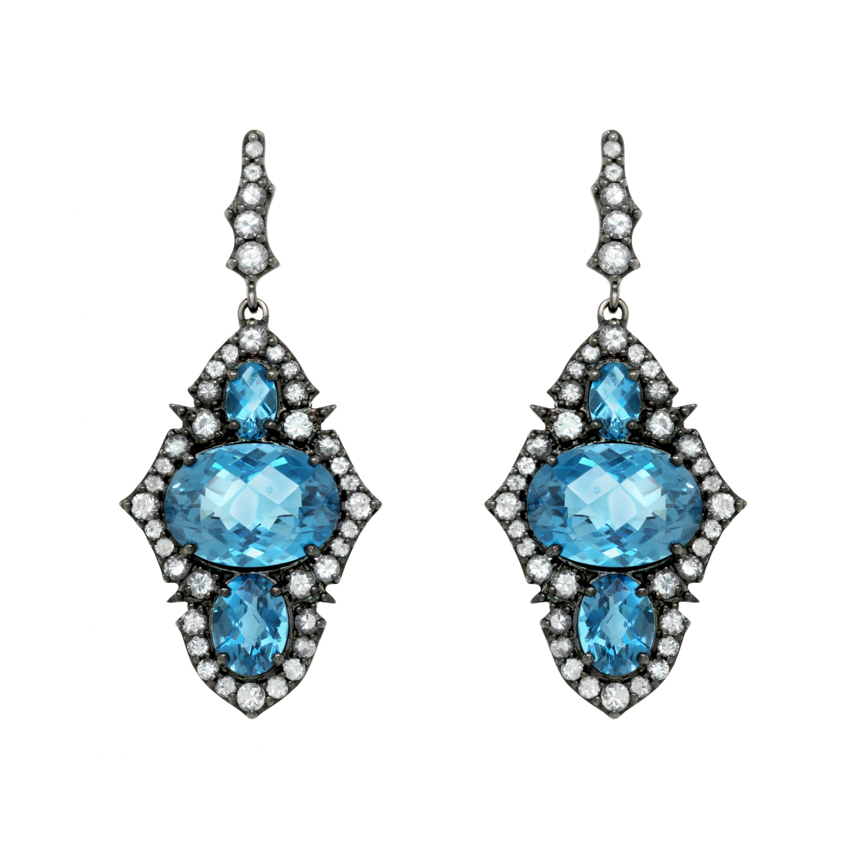 Jay Feder Silver Blue Topaz Chandelier Earrings