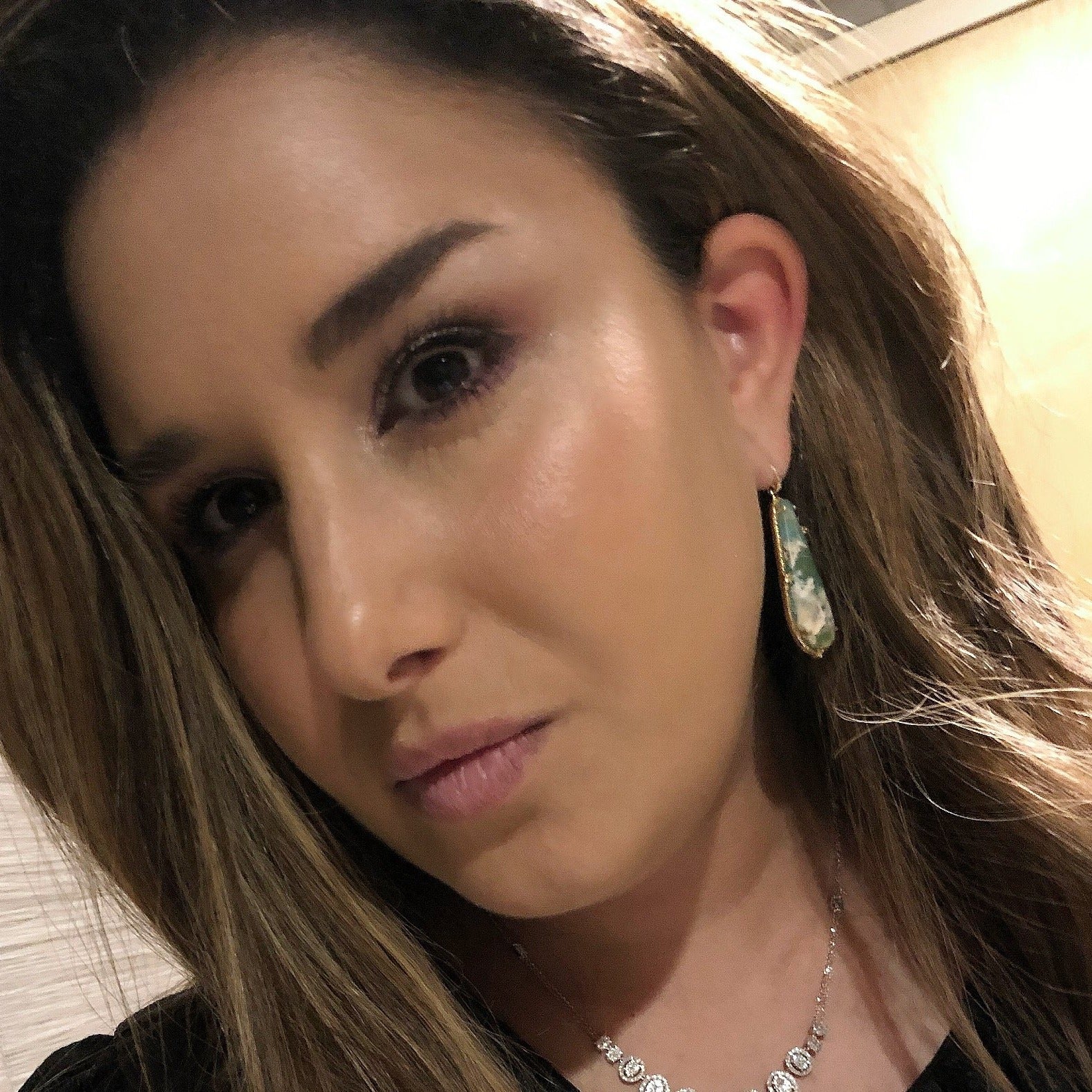 Laura Medine 18k Yellow Gold Diamond Turquoise Teardrop Earrings