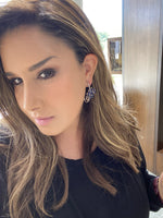 Sutra 18K White Gold Fireworks Collection Sapphire Diamond Oval Hoop Earrings