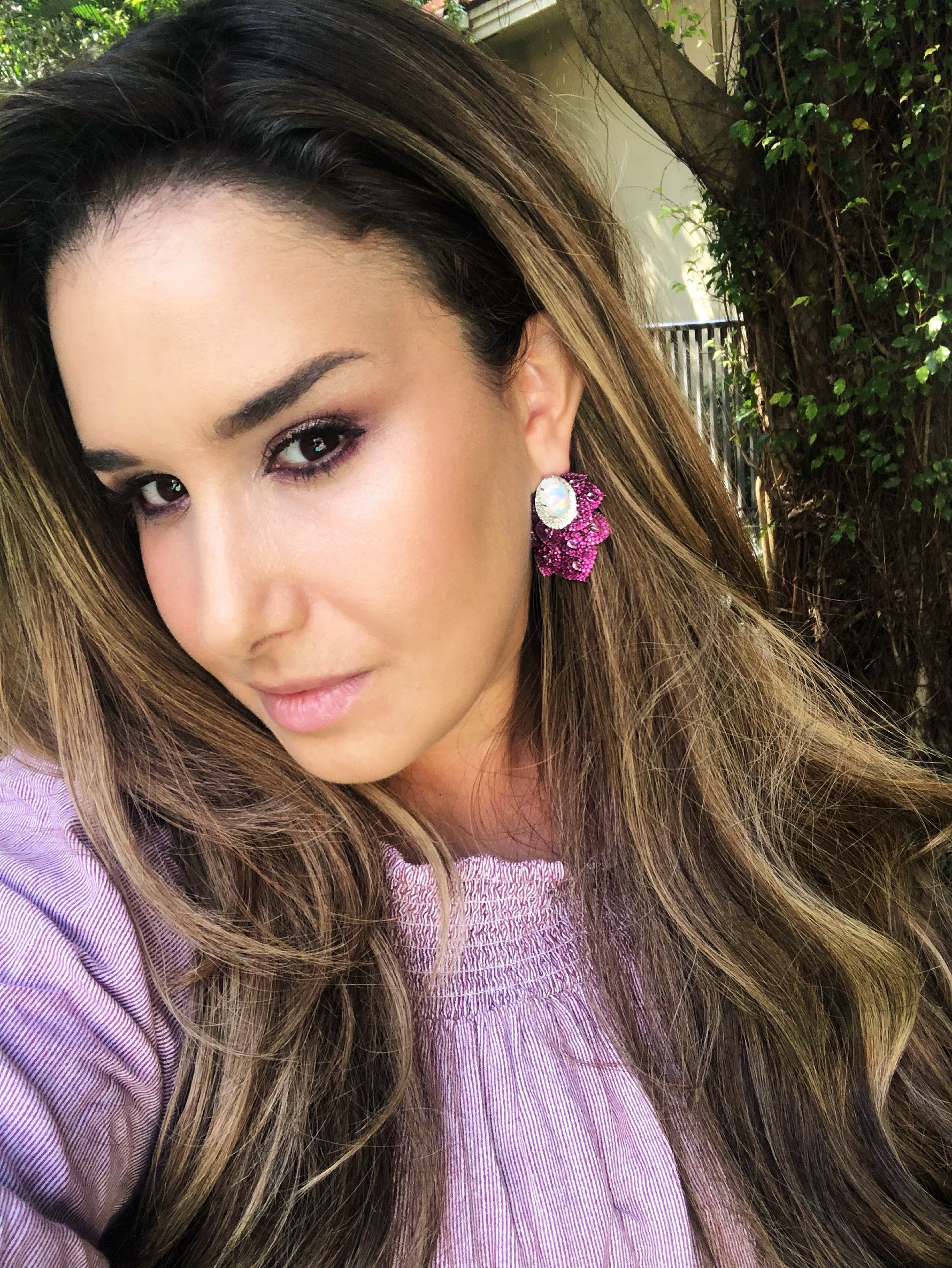 Sutra 18K White Kashmir collection opal ruby Earrings - Jay Feder Jewelers - Engagement rings - Custom Jewelry - We buy estate jewelry