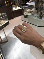 Jay Feder 18K Two Tone Gold White Yellow Diamond Flower Ring