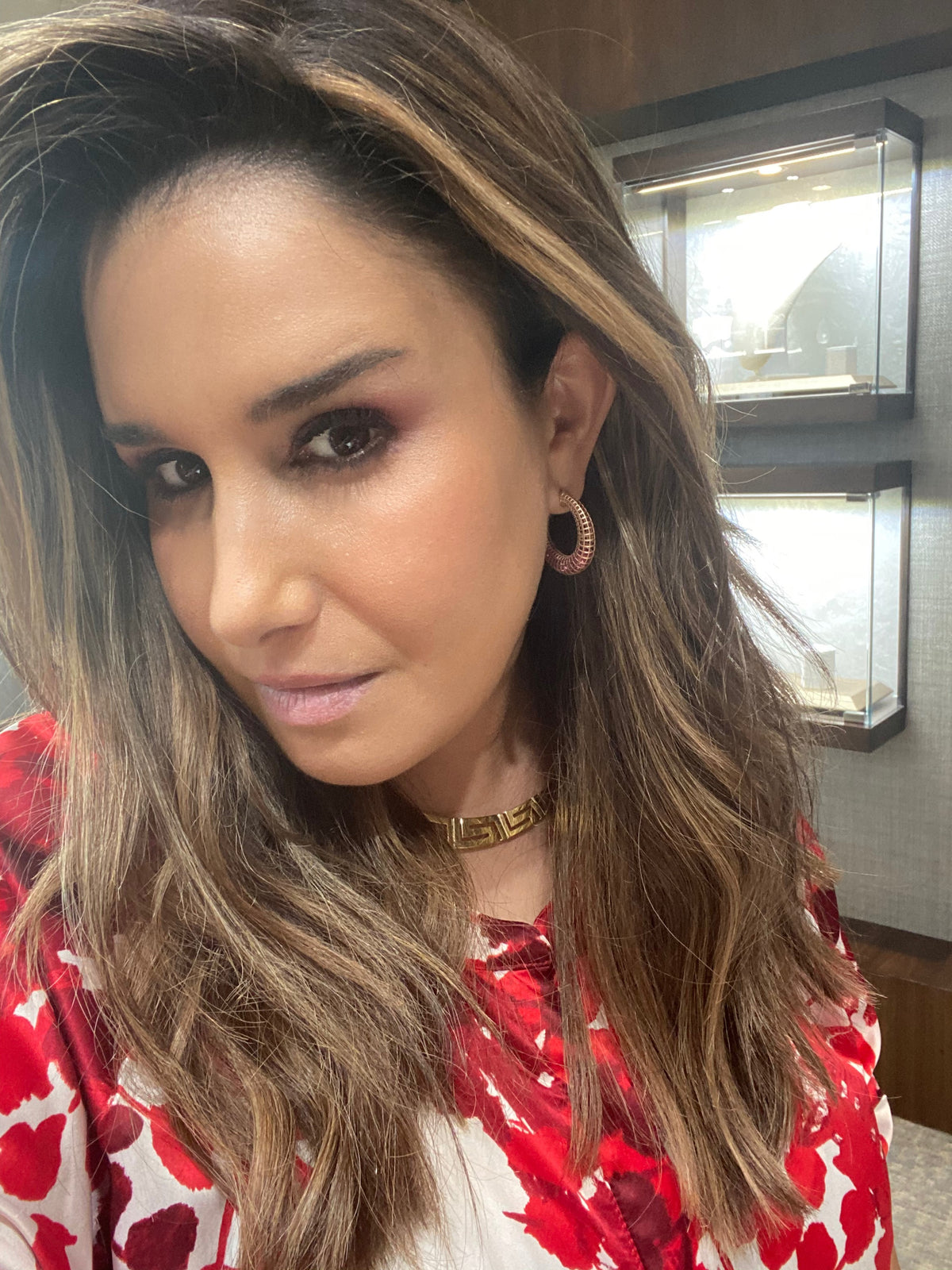 Roule & Co. 18K Rose Gold Lattice Crescent Moon hoop Earring