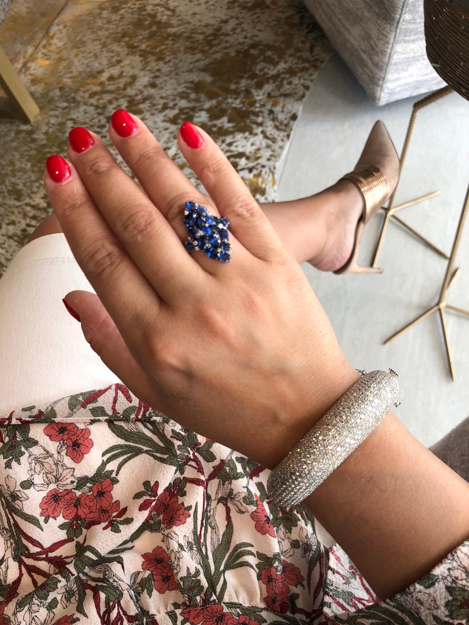 Sutra 18K White Gold Mosaic Collection sapphire ring - Jay Feder Jewelers - Engagement rings - Custom Jewelry - We buy estate jewelry