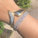 Jay Feder 18K Yellow Gold Diamond Black Onyx Vintage Bangle Bracelet