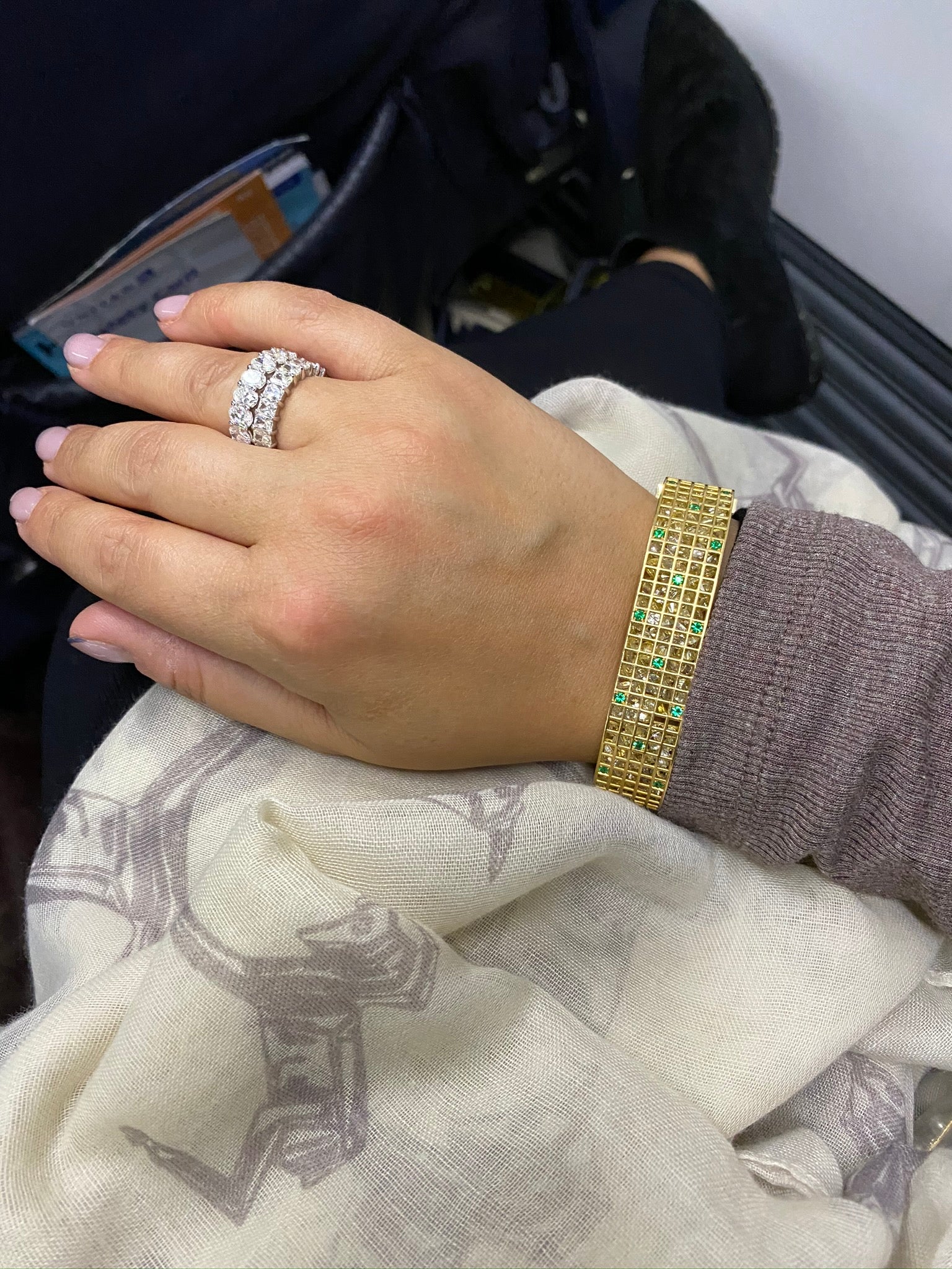 Roule & Co. 18K Yellow Gold Yellow Sapphire Emerald Pixel Dust Bracelet