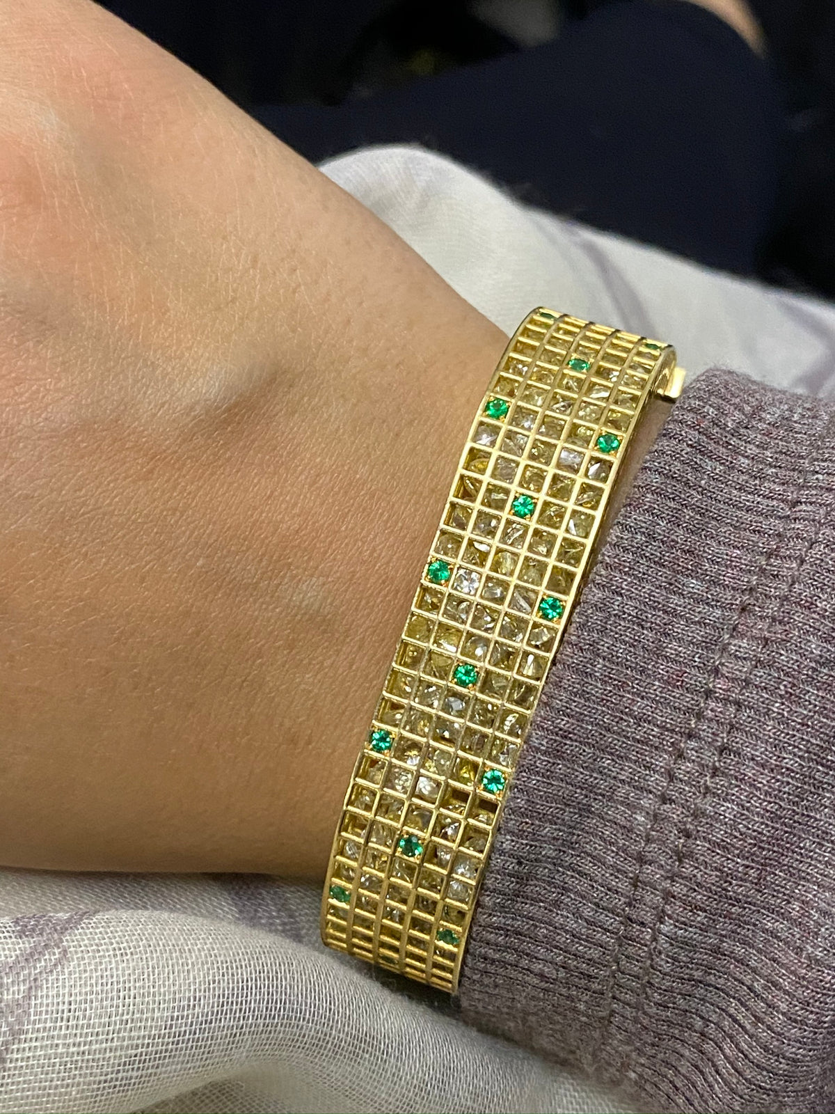 Roule & Co. 18K Yellow Gold Yellow Sapphire Emerald Pixel Dust Bracelet