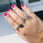 Laura Medine 18k Yellow gold Multi Colored Stone Diamond Open Ring