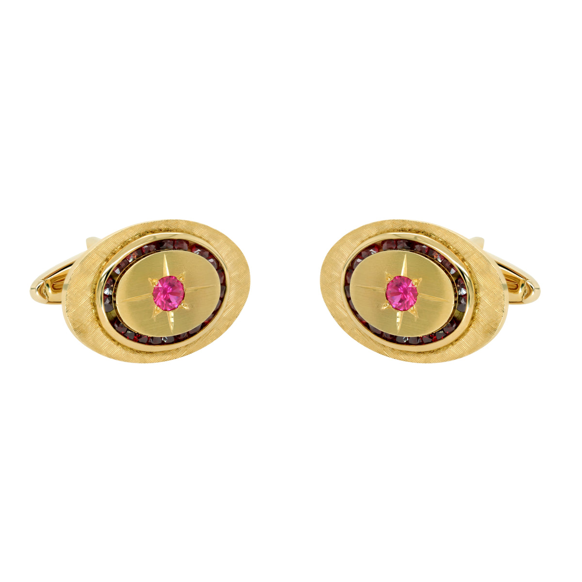 Jay Feder 14K Yellow Gold Lucien Piccard Ruby & Diamond Cufflinks