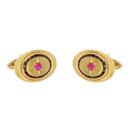 Jay Feder 14K Yellow Gold Lucien Piccard Ruby & Diamond Cufflinks