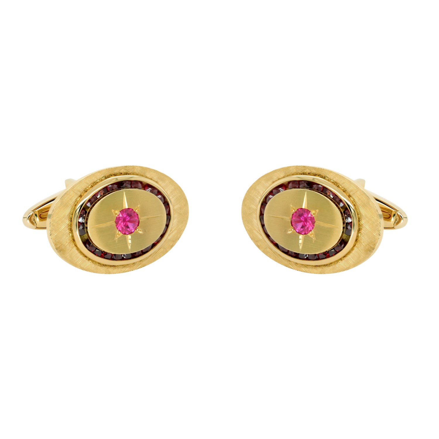Jay Feder 14K Yellow Gold Lucien Piccard Ruby & Diamond Cufflinks