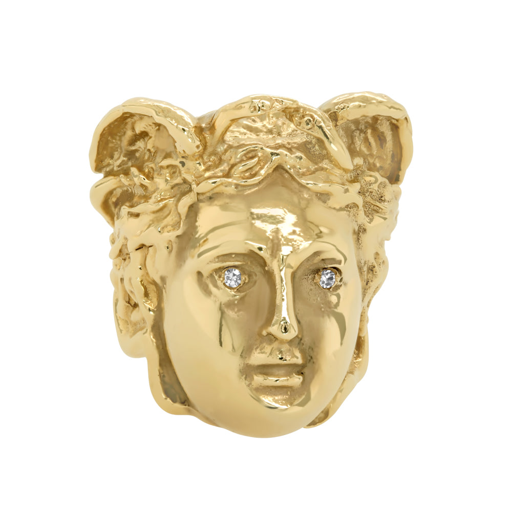 Jay Feder 18 K Yellow Gold Versace-Style Face Ring