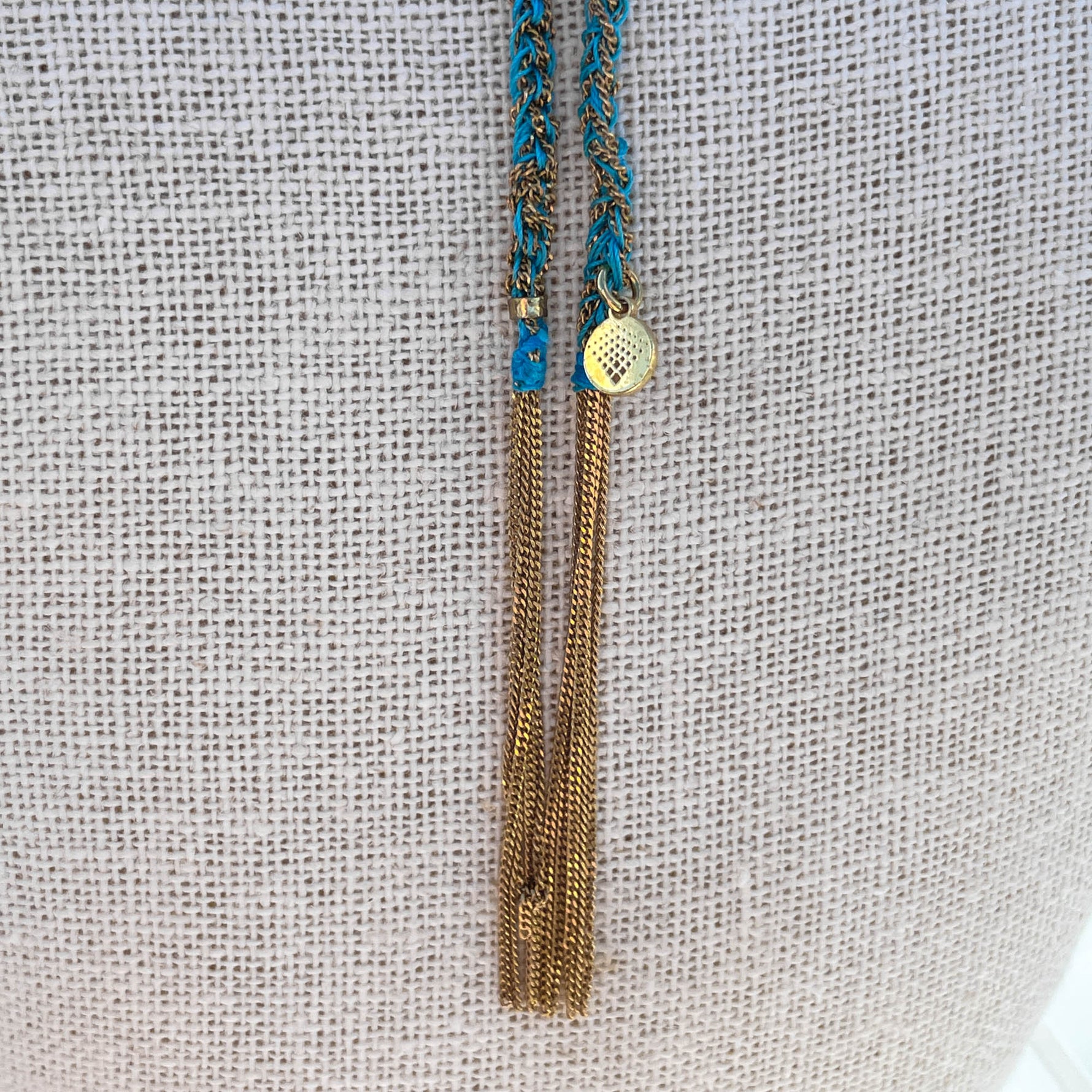 Jay Feder Silver Turquise Silk Lariat Necklace - Jay Feder Jewelers