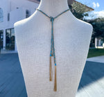 Jay Feder Silver Turquise Silk Lariat Necklace - Jay Feder Jewelers