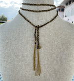 Jay Feder 14K Yellow Gold Black Narl lariat Necklace