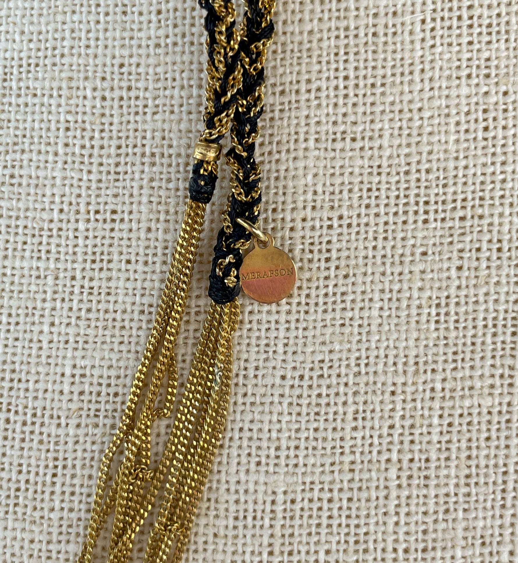 Jay Feder 14K Yellow Gold Black Narl lariat Necklace