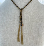 Jay Feder 14K Yellow Gold Black Narl lariat Necklace