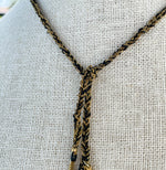 Jay Feder 14K Yellow Gold Black Narl lariat Necklace