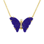 Luna Skye 14K Yellow Gold Lapis Diamond Butterfly Pendant Necklace