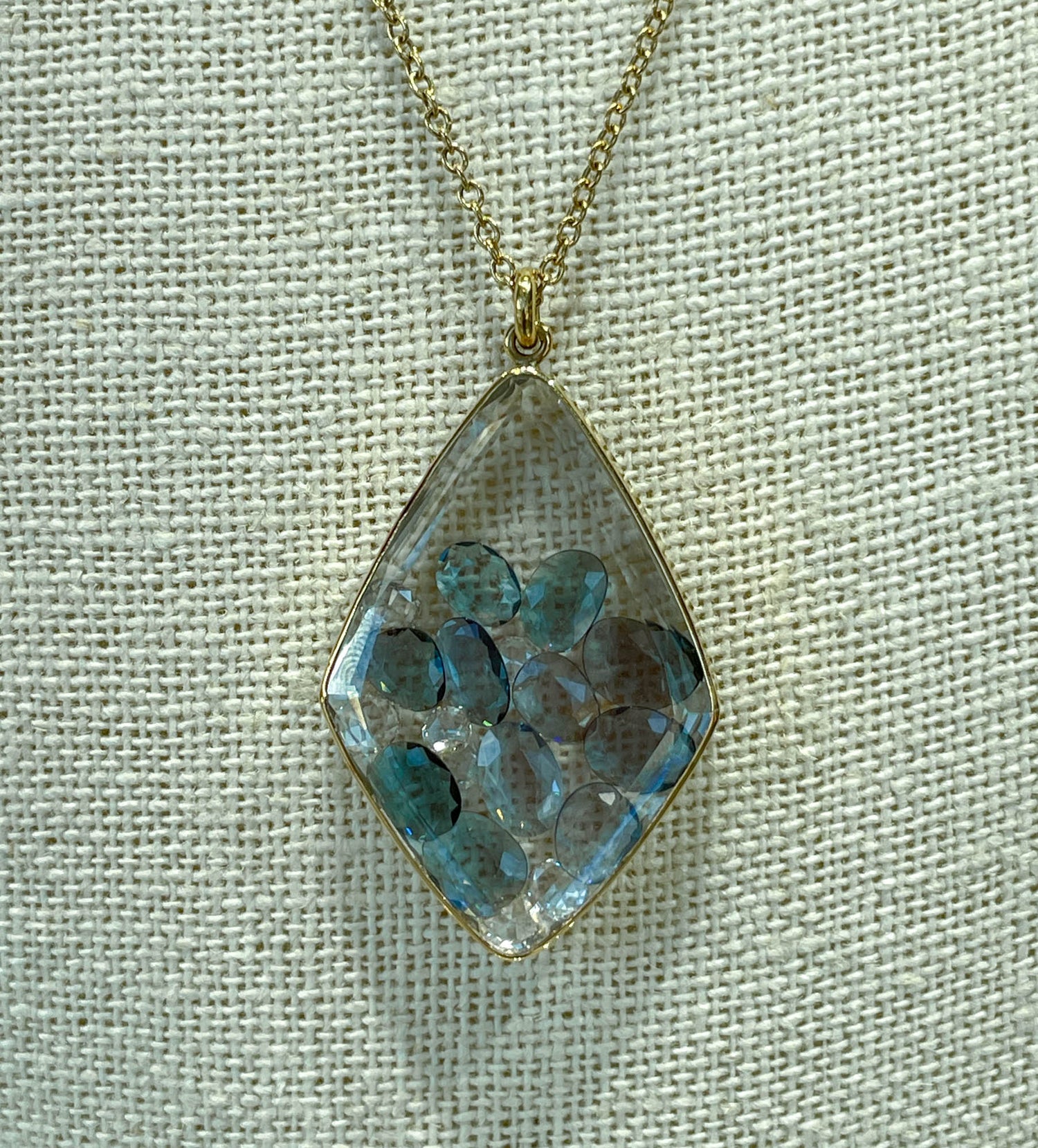 Moritz Glik 18K Yellow Gold Diamond Blue Spinel Shaker Necklace