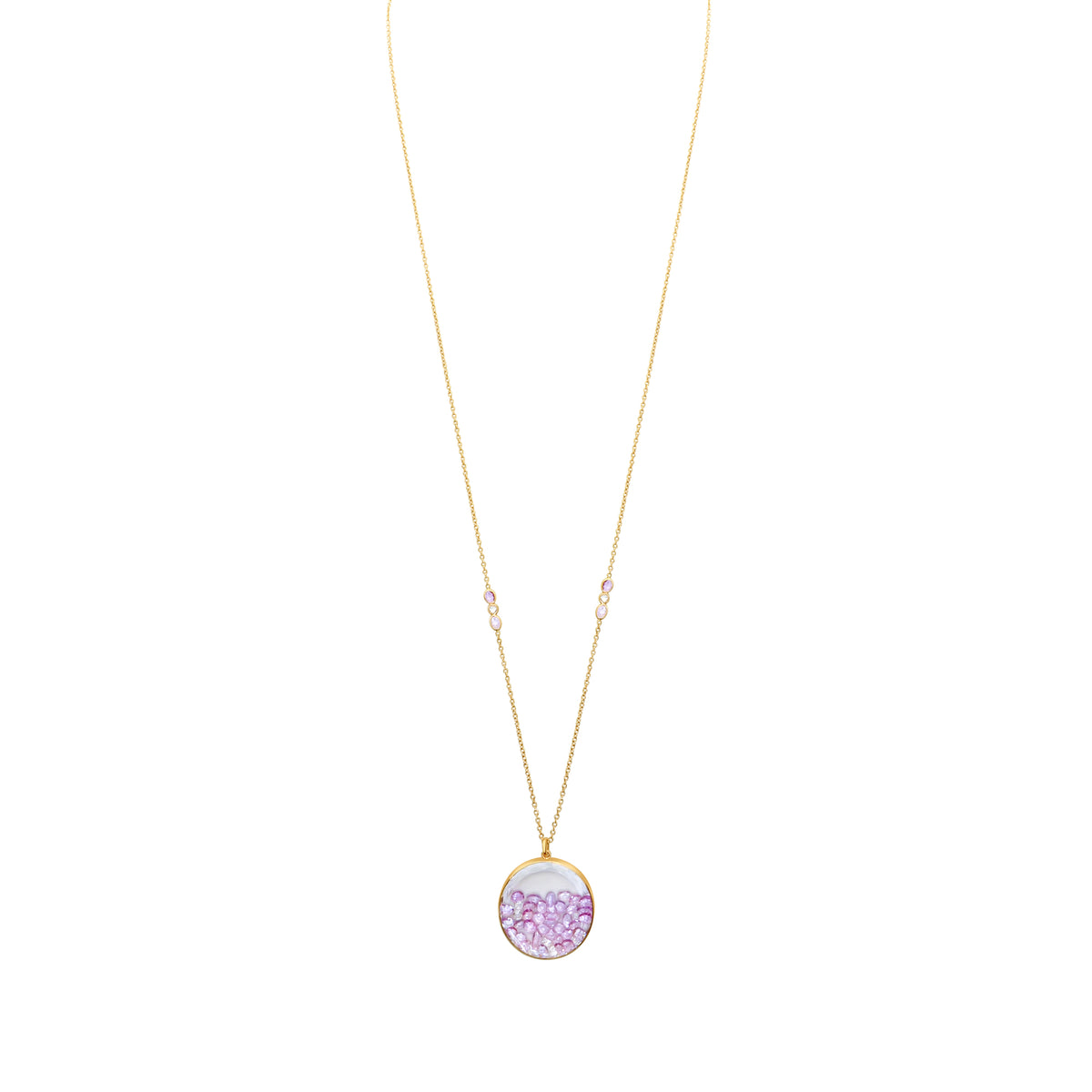 Moritz Glik 18K Rose Gold Diamond Lavender White Sapphire Shaker Necklace - Jay Feder Jewelers