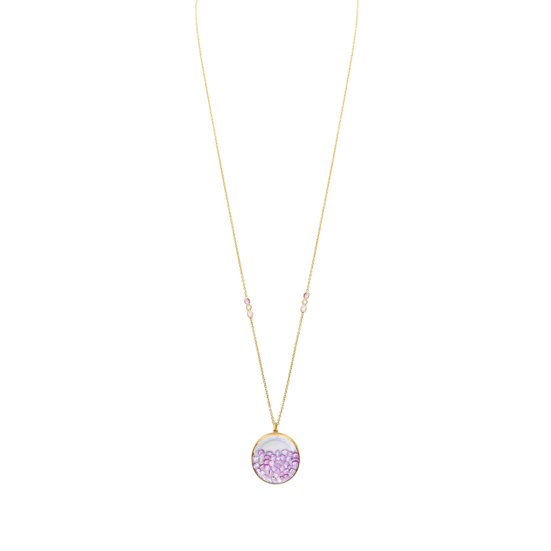 Moritz Glik 18K Rose Gold Diamond Lavender White Sapphire Shaker Necklace - Jay Feder Jewelers