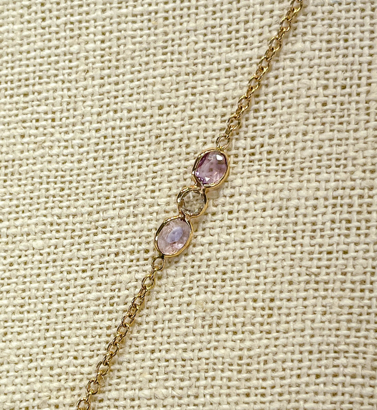 Moritz Glik 18K Rose Gold Diamond Lavender White Sapphire Shaker Necklace