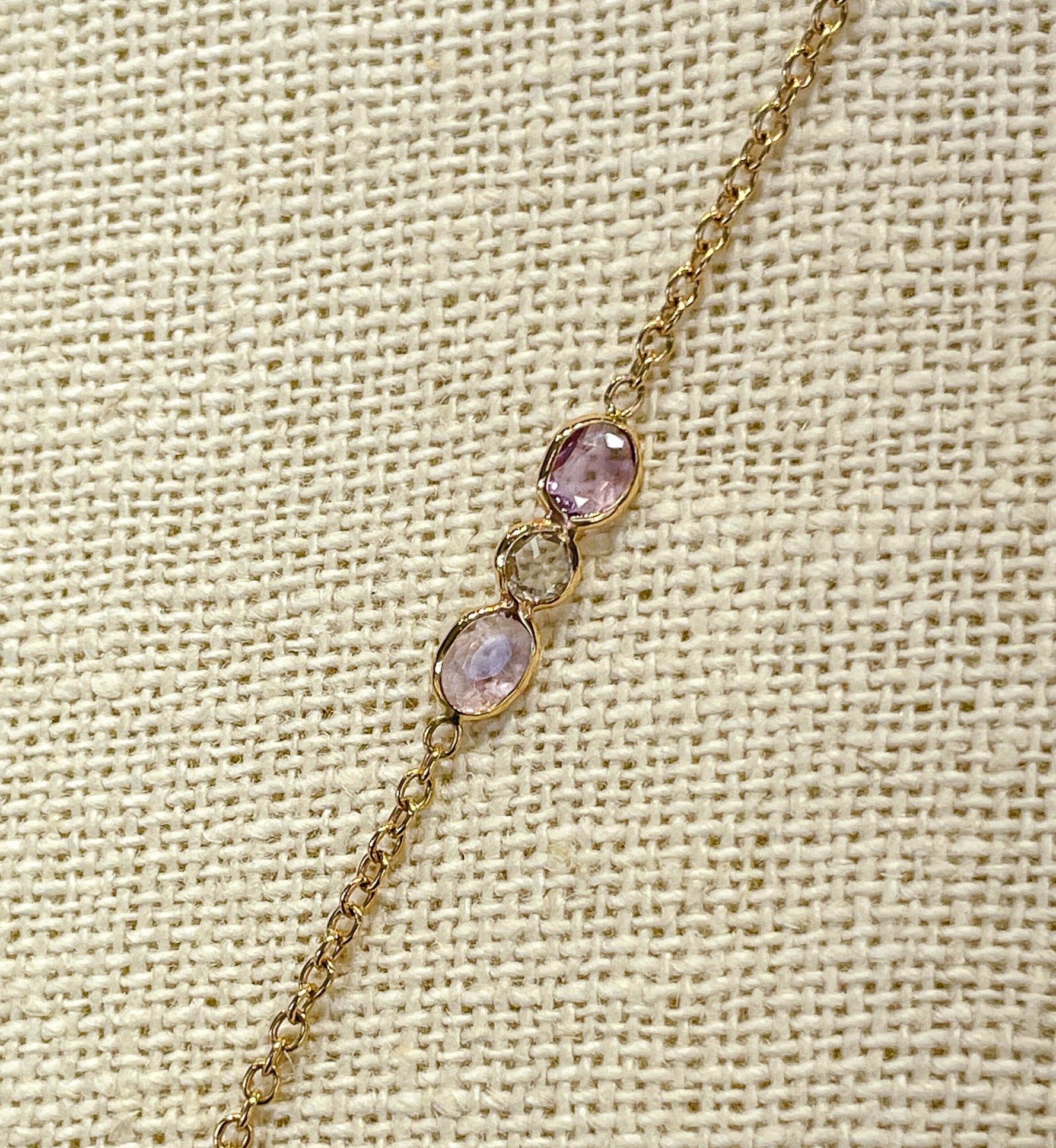 Moritz Glik 18K Rose Gold Diamond Lavender White Sapphire Shaker Necklace