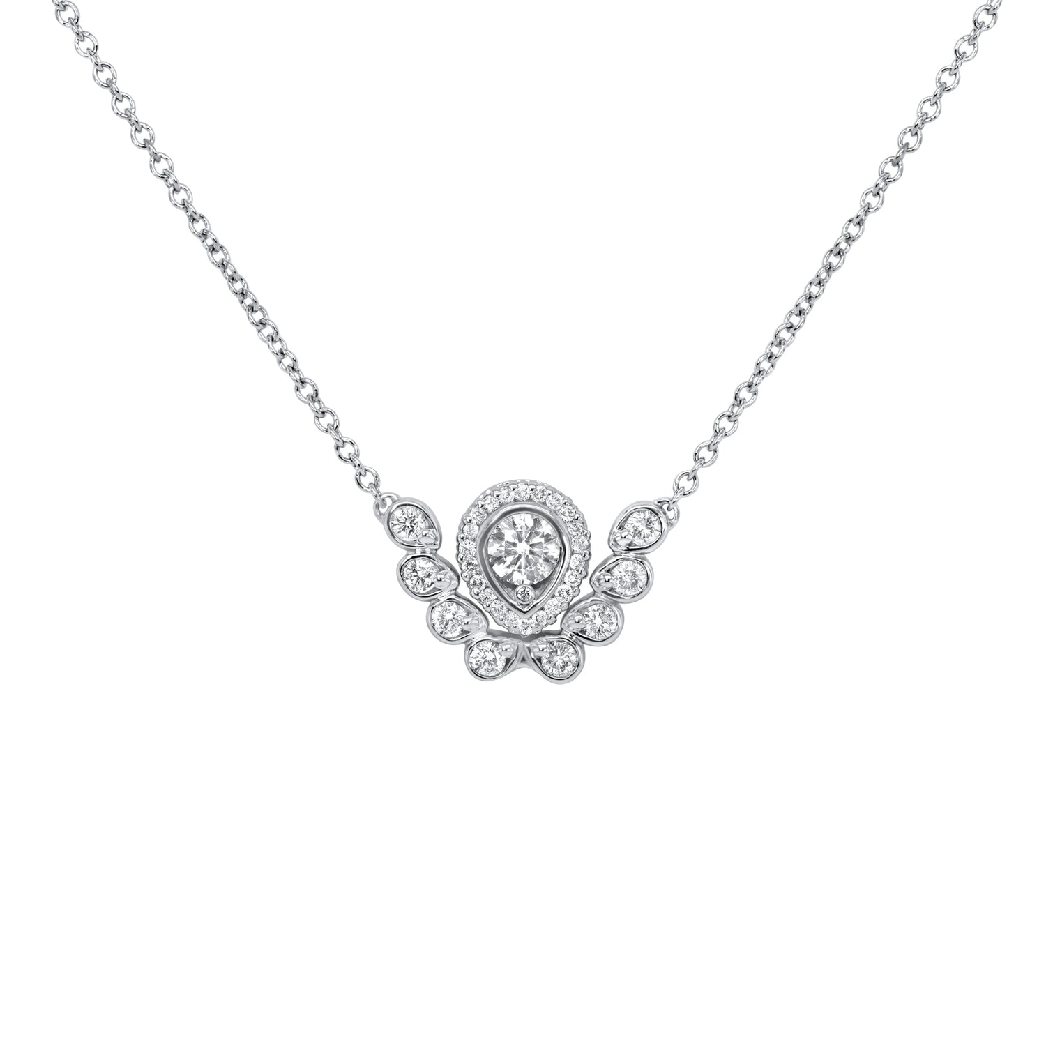 Jay Feder 14K White Gold Pirouette Diamond Pendant Necklace