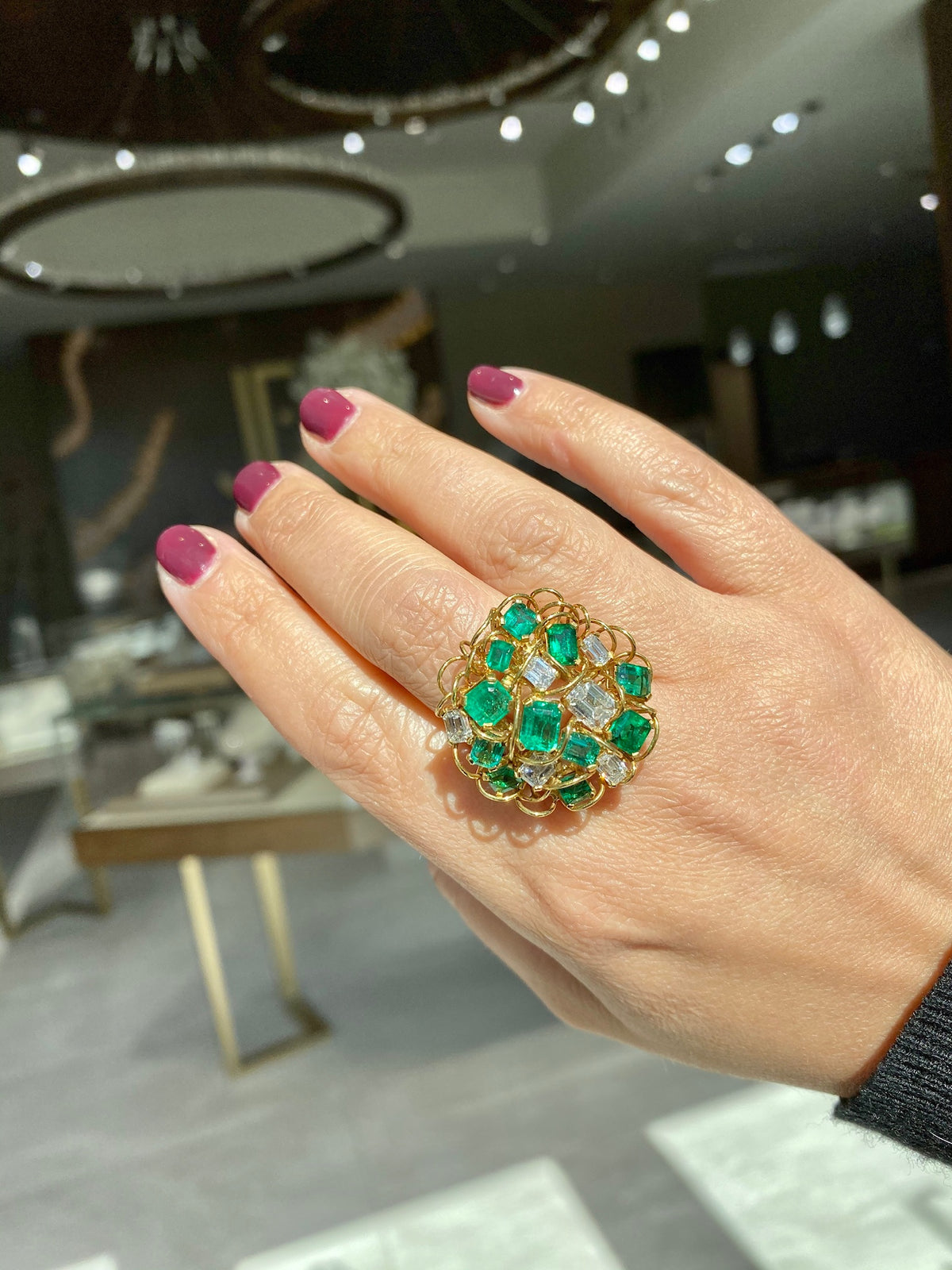 Jay Feder 18K Yellow Gold Emerald & Diamond Ring
