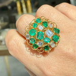 Jay Feder 18K Yellow Gold Emerald & Diamond Ring