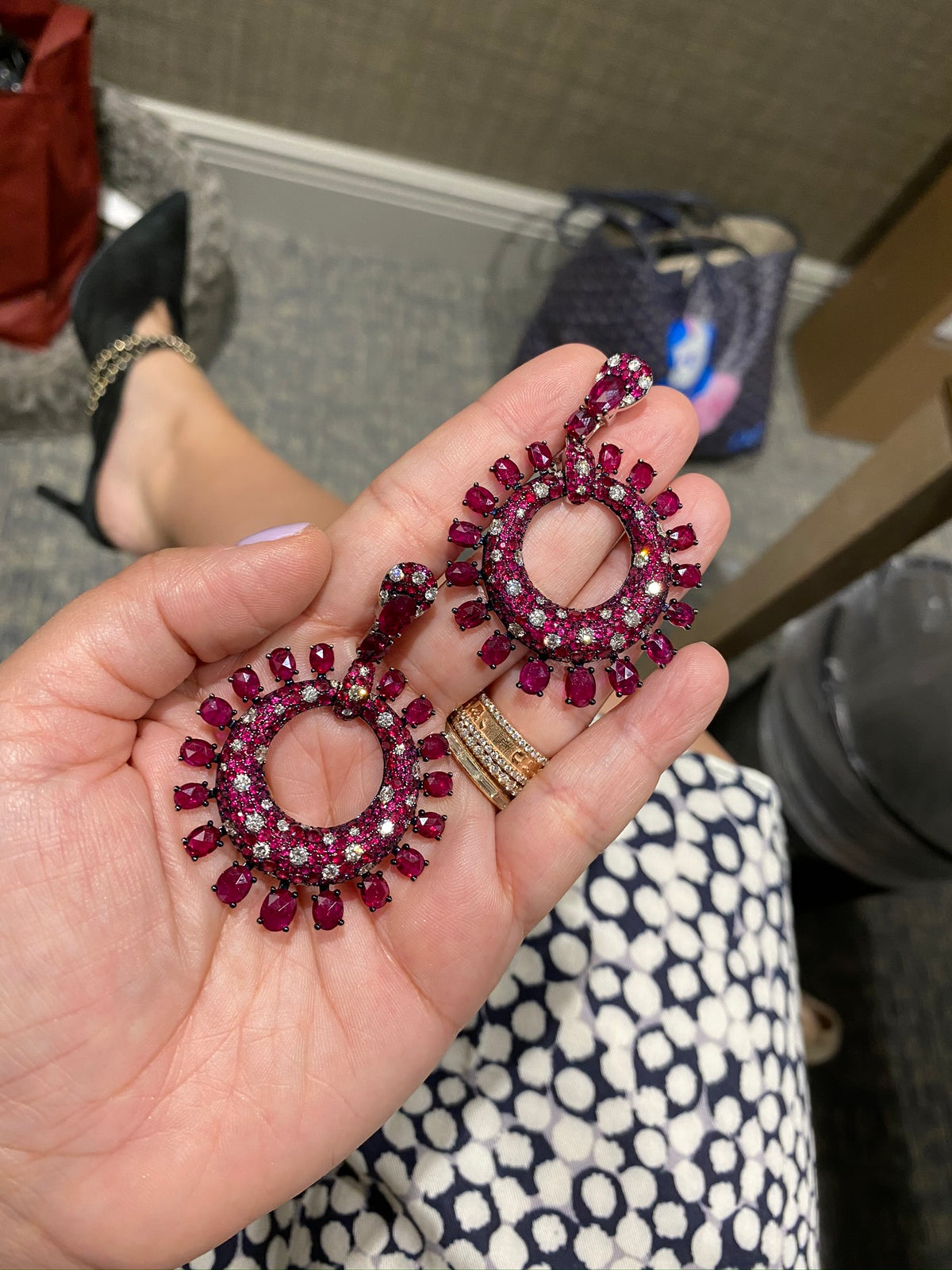 Sutra 18K Ruby diamond Earrings