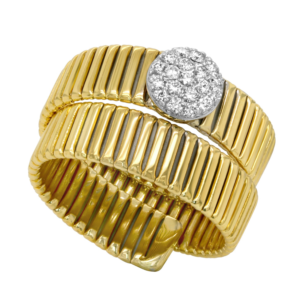 Jay Feder 18K Two Tone Gold Diamond Flex Ring