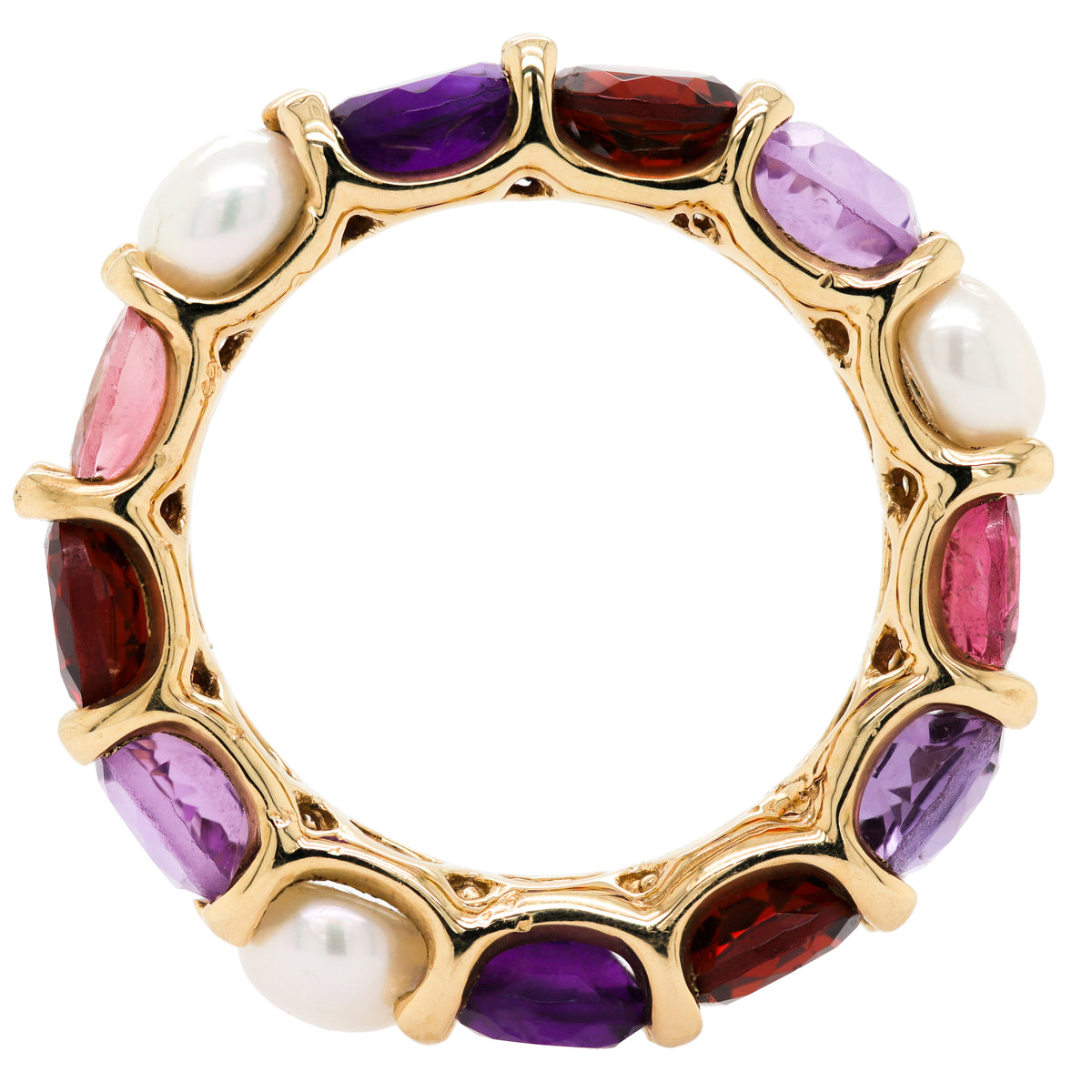 Eden Presley 14K Yellow Gold Round Colored Stone Eternity Band