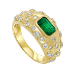 Jay Feder 14K Yellow Gold Emerald Diamond Ring