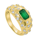 Jay Feder 14K Yellow Gold Emerald Diamond Ring