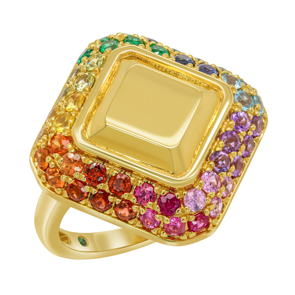 Luisa Alexander 14K Yellow Gold Multicolor Stones Pave Ring