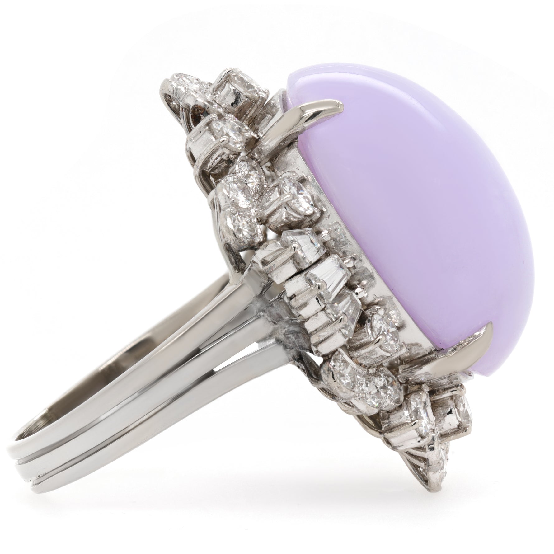 Jay Feder Lavender Jade Diamond 14K White Gold Ring