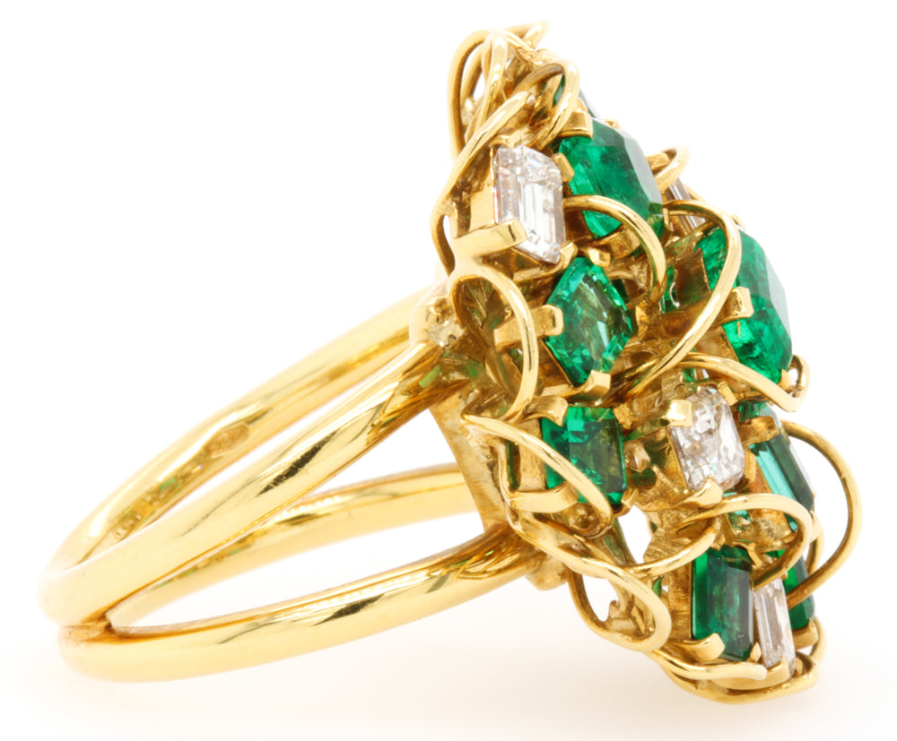 Jay Feder 18K Yellow Gold Emerald & Diamond Ring