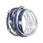 Jay Feder 14K White gold Sapphire 6 Layer Diamond ring