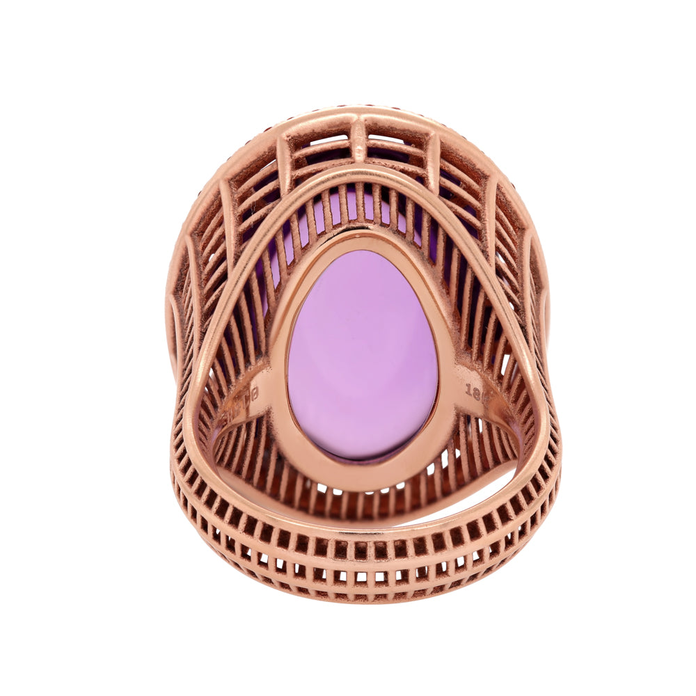 Roule & Co. Amethyst Cabochon and pink Sapphire 18K Rose Gold ring