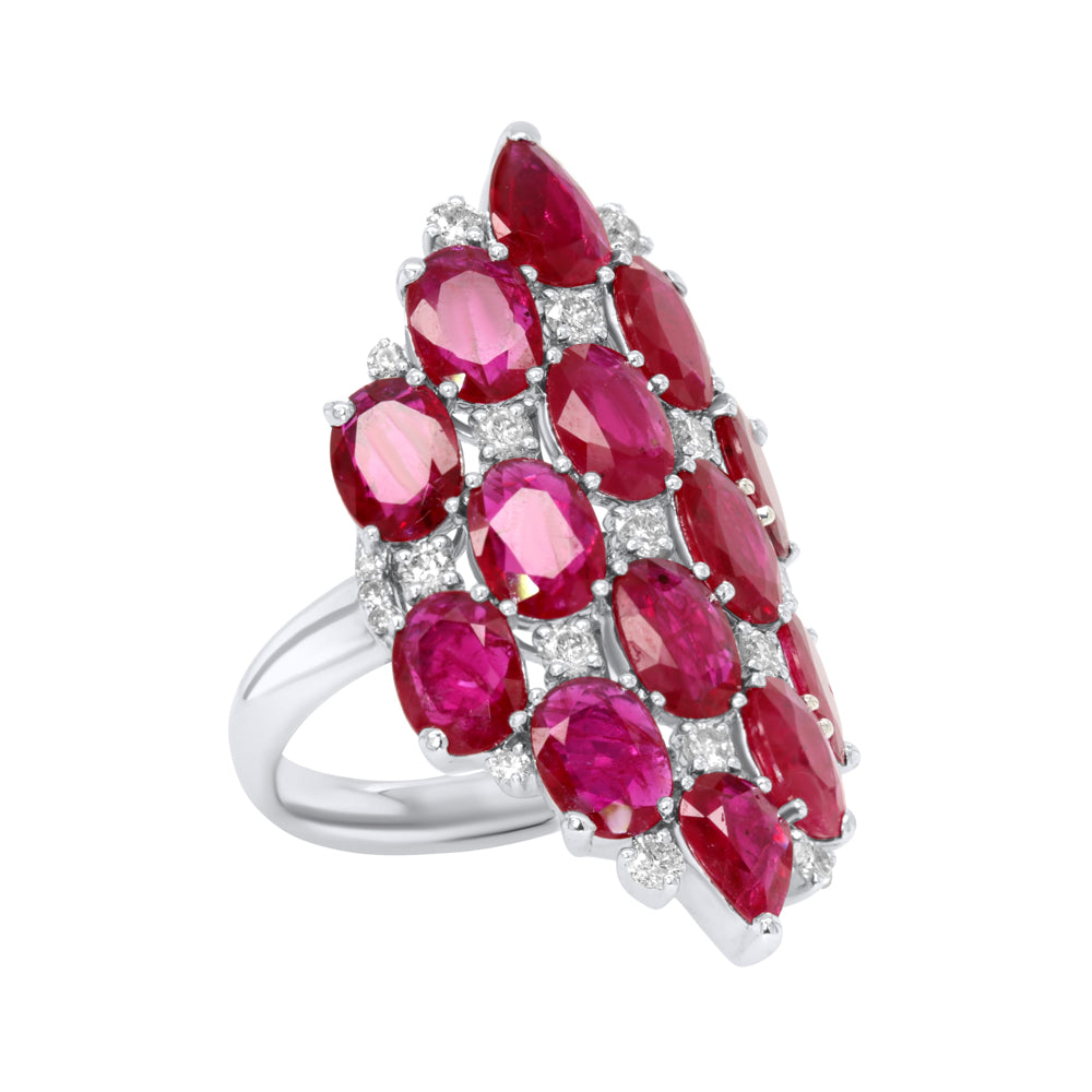 Sutra 18K White Gold Ruby & Diamond Ring