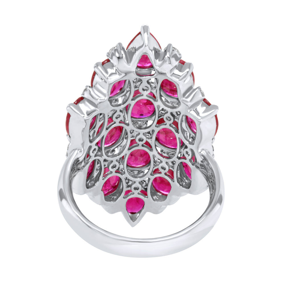 Sutra 18K White Gold Ruby & Diamond Ring