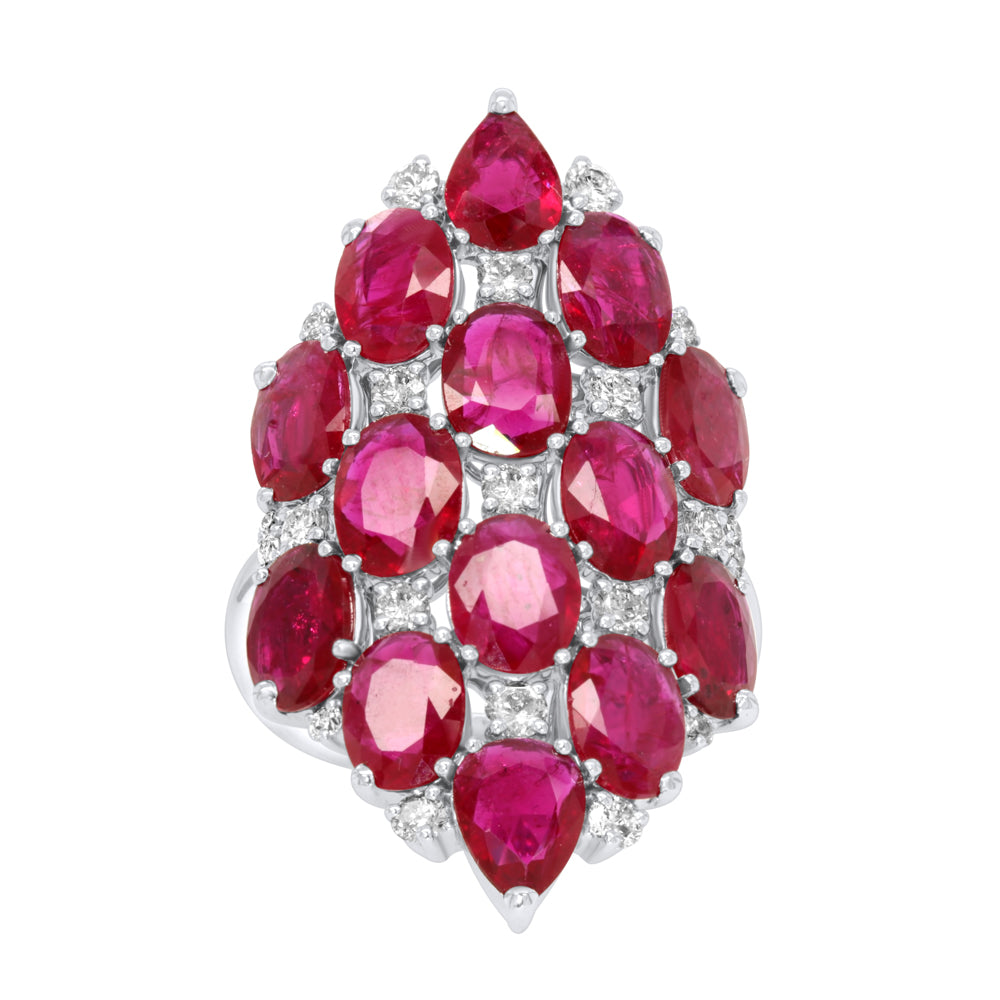 Sutra 18K White Gold Ruby & Diamond Ring
