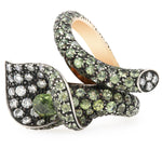 Jay Feder 18K White Gold Sterling Silver Diamond Calla Lily Ring