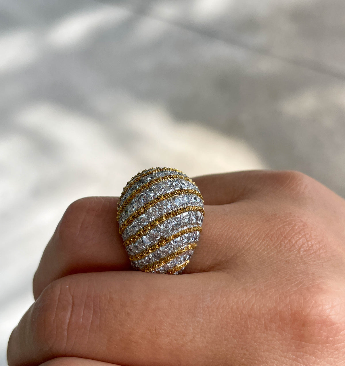 Jay Feder 18K Two Tone Gold Diamond Buccellati Dome Ring